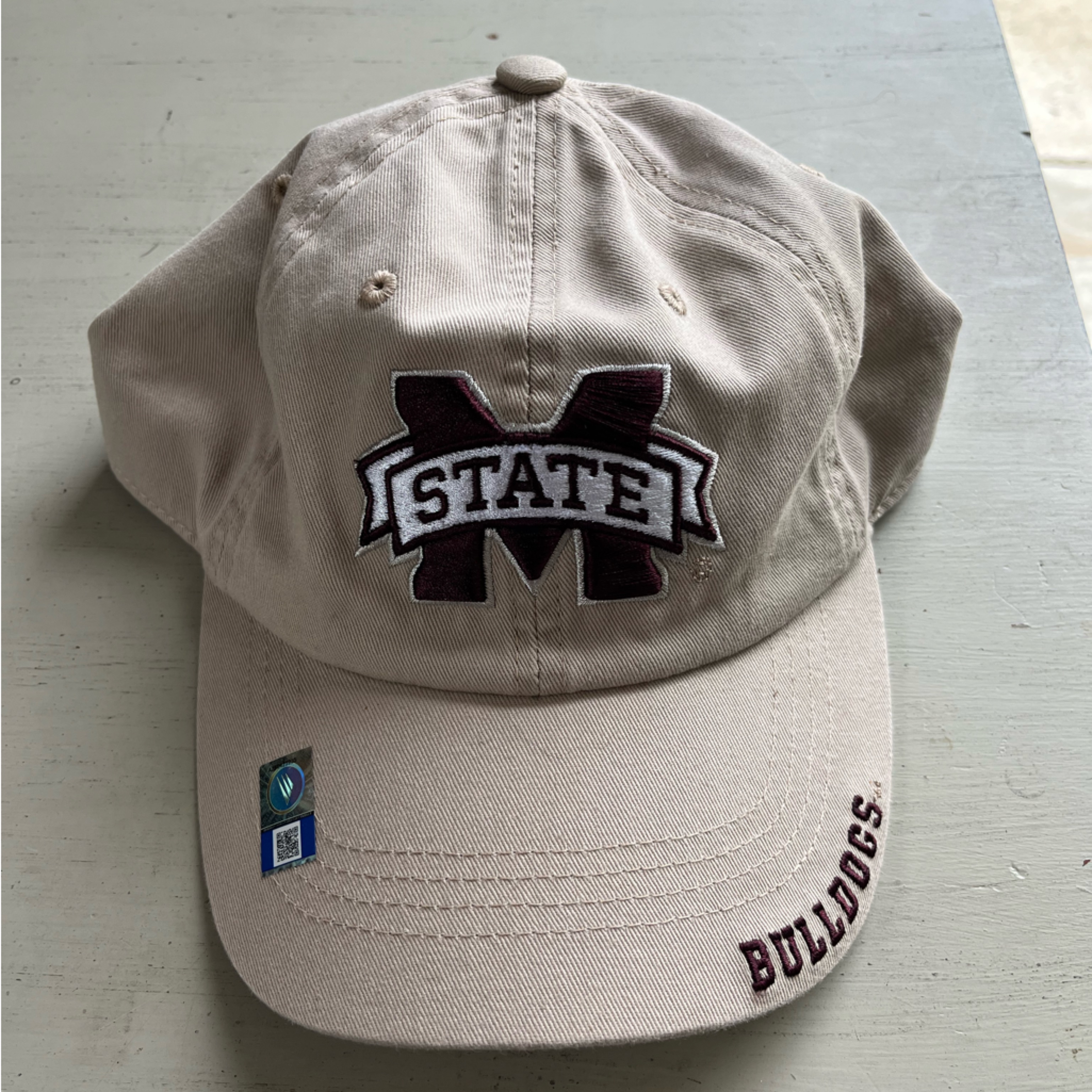 Beige Bulldogs Cap With Embroidered Logo